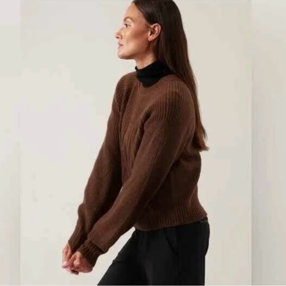 🆕 Athleta Layover Merino Wool Blend Crew Sweater, Chocolate, Size 3X - Picture 2 of 10